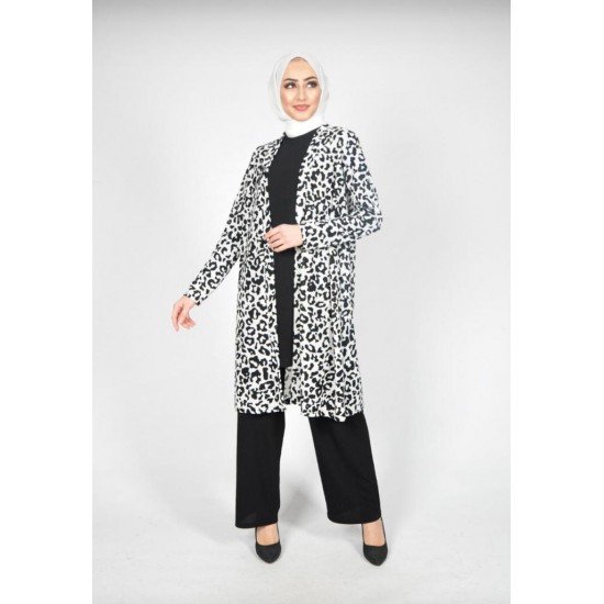 Long Tunik 3 pieces suit black and Tiger Fabric